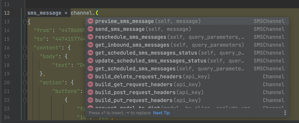 python sdk methods