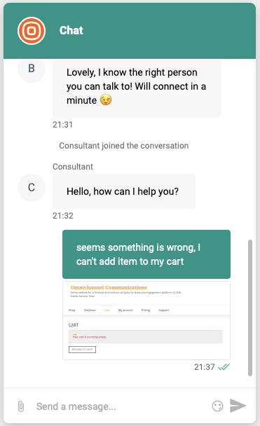 Live Chat - Widget features chat